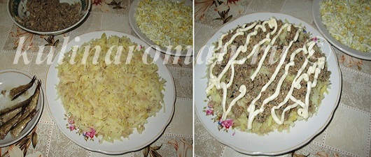 слоеный салат со шпротами