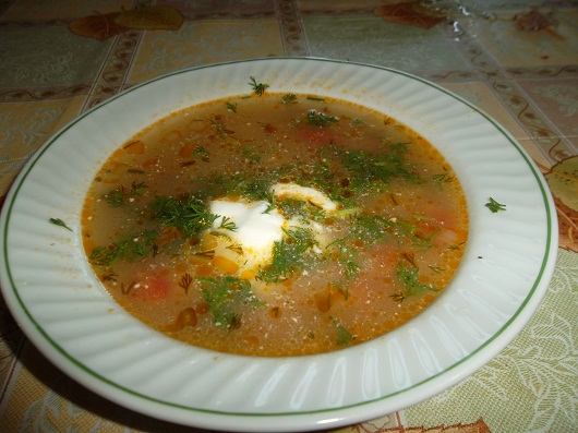 Рыбный суп из голов толстолоба с рисом