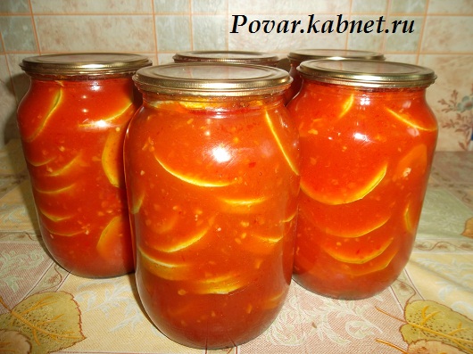 Кабачки в томатном соусе на зиму