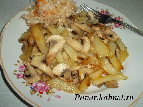 Жареная картошка с грибами рецепт