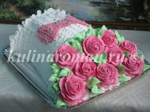торт букет роз с белковым кремом