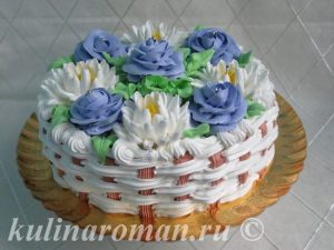 торт корзина с цветами