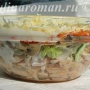 слоеный салат с курицей и грибами